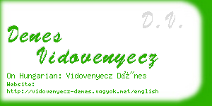 denes vidovenyecz business card